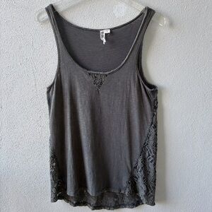 Others Follow Large Moss Green Flowing Back Lace Tank Boho Coastal Festival